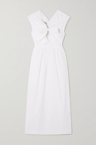 유럽직배송 TOVE Nina knotted cutout cotton-poplin midi dress 33258524072717304