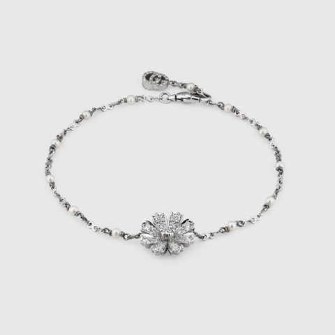 유럽직배송 구찌 팔찌 GUCCI Flower bracelet with diamonds and pearls 581818J8CZ09068