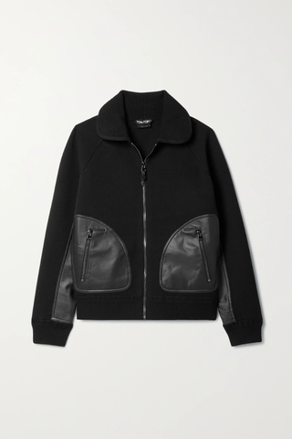 유럽직배송 톰포드 자켓 TOM FORD Leather-paneled wool-blend jacket 42247633208084226