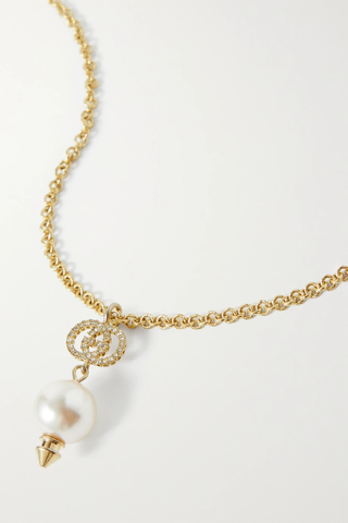 유럽직배송 구찌 목걸이 GUCCI Gold-tone, faux pearl and crystal necklace 1647597277686411