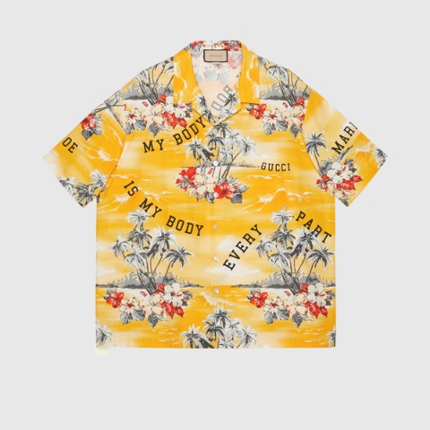 유럽직배송 구찌 셔츠 GUCCI Printed cotton poplin bowling shirt 694125ZAJSS7371