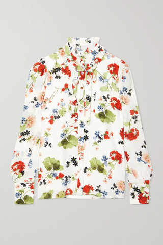 유럽직배송 에르뎀 블라우스 ERDEM Constance ruffled floral-print silk crepe de chine blouse 42247633207844928