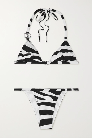 유럽직배송 돌체앤가바나 비키니 DOLCE &amp; GABBANA Embellished zebra-print triangle bikini 42247633207923547
