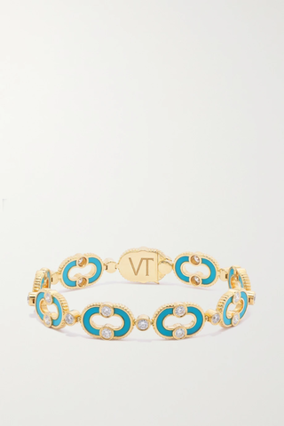 유럽직배송 빌티에 팔찌 VILTIER Magnetic Enchainee 18-karat gold, turquoise and diamond bracelet 1647597282906358