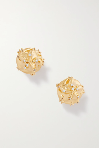 유럽직배송 보테가베네타 귀걸이 BOTTEGA VENETA Fern gold-tone and silver cubic zirconia earrings 1647597286806694
