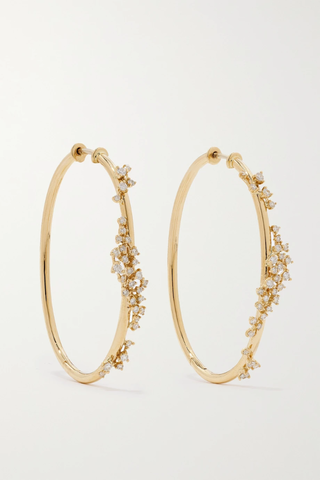 유럽직배송 ANANYA Scatter 18-karat gold diamond hoop earrings 33258524072666654