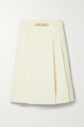 유럽직배송 발렌티노 스커트 VALENTINO Chain-embellished pleated wool and silk-blend skirt 42247633208854607