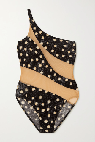 유럽직배송 노르마카말리 NORMA KAMALI Mio one-shoulder mesh-paneled printed swimsuit 42247633207892113