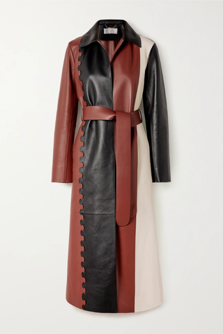 유럽직배송 끌로에 코트 CHLOÉ Belted paneled color-block leather coat 43769801097062733