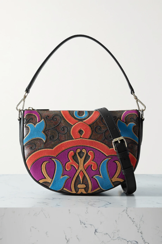 유럽직배송 에트로 숄더백 ETRO Sottobraccio leather-trimmed embroidered printed canvas shoulder bag 1647597277298802