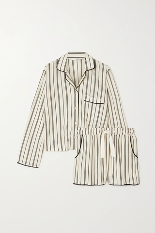 유럽직배송 나인티퍼센트 파자마세트 NINETY PERCENT Embroidered striped TENCEL-jersey pajama set 45666037504958561