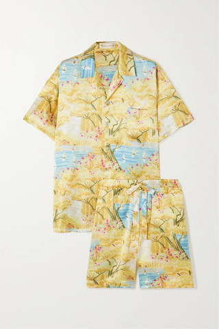 유럽직배송 올리비아본할 파자마세트 OLIVIA VON HALLE Emeli printed silk-satin pajama set 38063312418812764