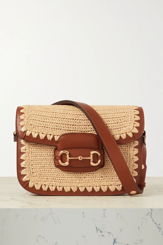 유럽직배송 구찌 홀스빗 숄더백 GUCCI Horsebit 1955 crocheted raffia and leather shoulder bag 1647597277500489