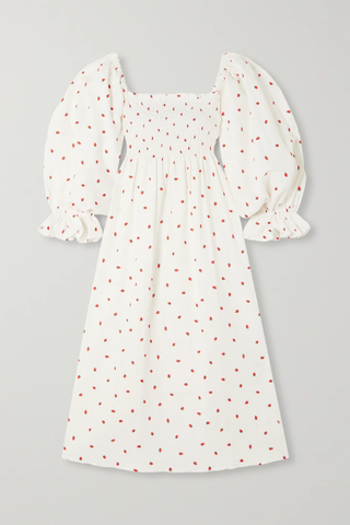 유럽직배송 SLEEPER Atlanta off-the-shoulder printed shirred linen-voile midi dress 43769801097739088