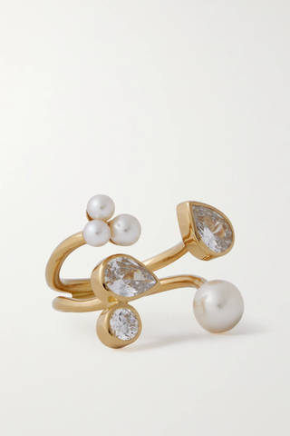 유럽직배송 컴플리티드워크 반지 COMPLETEDWORKS Gold-plated, pearl and zirconia ring 42247633208538015