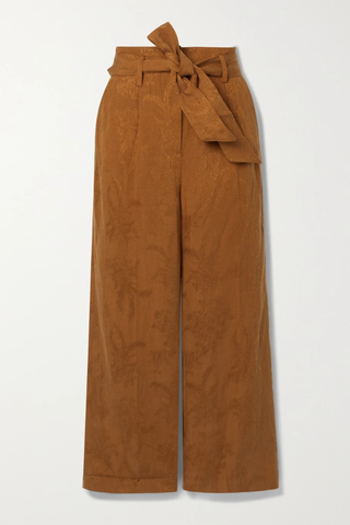 유럽직배송 베로니카비어드 팬츠 VERONICA BEARD Vitha cropped belted modal and linen-blend jacquard straight-leg pants 43769801094779307