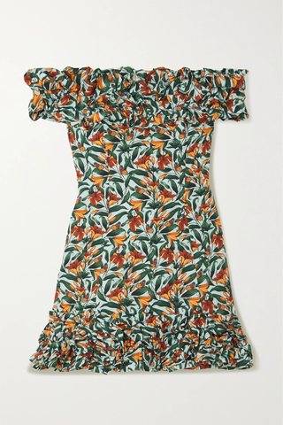 유럽직배송 아구아 바이 아구아 벤디타 미니원피스 AGUA BY AGUA BENDITA Jardin Monarca off-the-shoulder ruffled printed cotton-poplin mini dress 45666037505086402