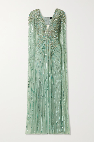 유럽직배송 제니팩햄 JENNY PACKHAM Lotus Lady cape-effect embellished tulle gown 42247633208577154