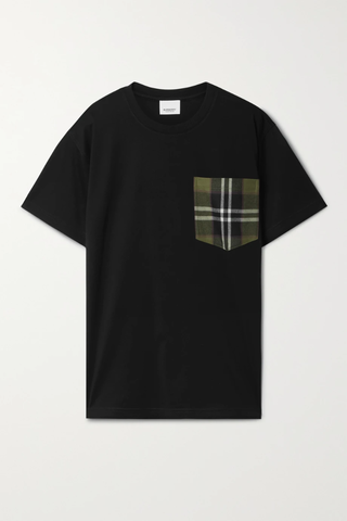 유럽직배송 버버리 티셔츠 BURBERRY Oversized checked twill-trimmed cotton-jersey T-shirt 43769801095539898