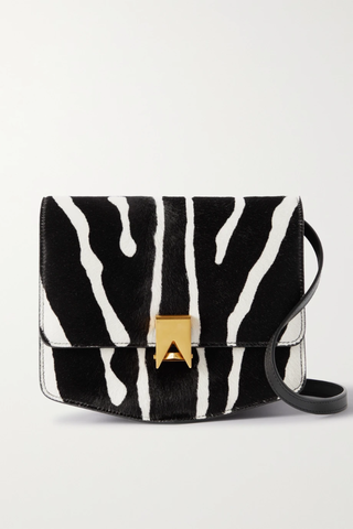유럽직배송 알라이아 숄더백 ALAÏA Le Papa leather-trimmed zebra-print calf hair shoulder bag 43769801097141559