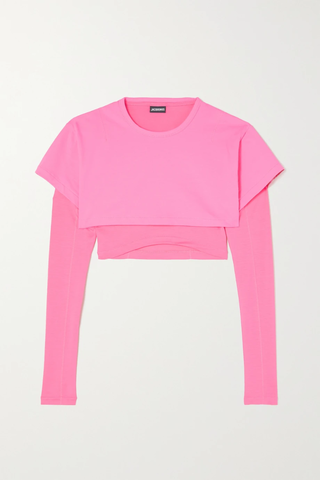 유럽직배송 자크뮈스 티셔츠 JACQUEMUS Le Double cropped layered cotton-jersey and stretch-Lyocell T-shirt 1647597285334053
