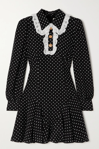 유럽직배송 알레산드라리치 미니원피스 ALESSANDRA RICH Lace-trimmed polka-dot silk mini dress 1647597278312103