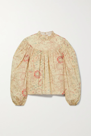유럽직배송 울라존슨 블라우스 ULLA JOHNSON Ardith gathered printed cotton-poplin blouse 1647597284340596