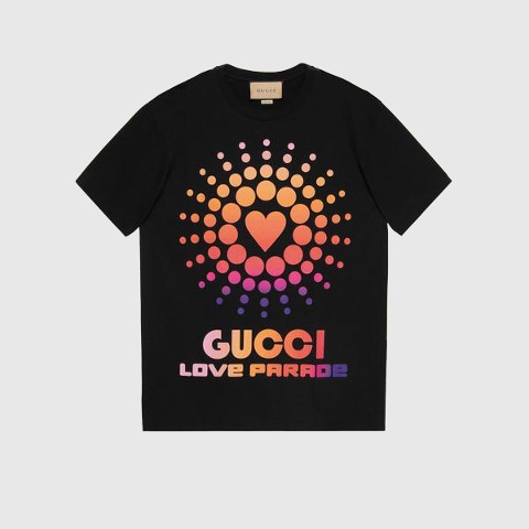 유럽직배송 구찌 티셔츠 GUCCI &#039;Gucci Love Parade&#039; print cotton T-shirt 548334XJEMZ1082