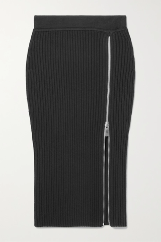 유럽직배송 마이클코어스콜렉션 스커트 MICHAEL KORS COLLECTION Zip-detailed ribbed wool-blend midi skirt 43769801095728084