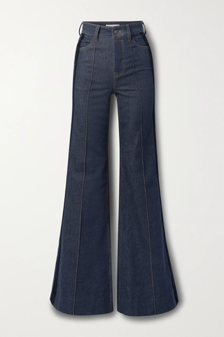 유럽직배송 짐머만 청바지 ZIMMERMANN Kaleidescope velvet-trimmed high-rise flared jeans 46376663162645818