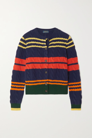 유럽직배송 랄프로렌 가디건 POLO RALPH LAUREN Striped cable-knit wool and cashmere-blend cardigan 1647597284970055