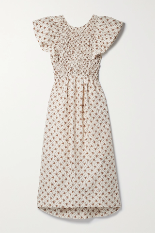 유럽직배송 SEA Wilma smocked cutout matelassé cotton-blend midi dress 1647597277560674