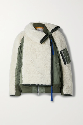 유럽직배송 사카이 자켓 SACAI Asymmetric layered padded wool-fleece and shell jacket 42247633209245544
