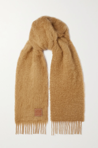 유럽직배송 로에베 스카프 LOEWE Fringed leather-trimmed mohair and wool-blend scarf 1647597291032566