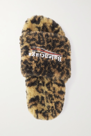 유럽직배송 발렌시아가 BALENCIAGA Furry logo-embroidered faux shearling slides 30629810019981642
