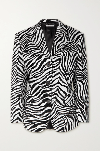 유럽직배송 알레산드라리치 블레이저 ALESSANDRA RICH Zebra-print cotton-velvet blazer 1647597278312082