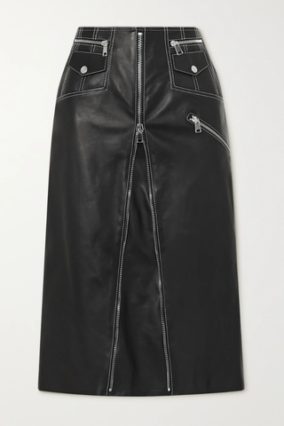 유럽직배송 알렉산더맥퀸 스커트 ALEXANDER MCQUEEN Zip-embellished topstitched leather midi skirt 22527730566142544