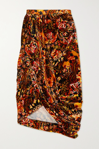 유럽직배송 드리스반노튼 스커트 DRIES VAN NOTEN Wrap-effect draped printed velvet skirt 46376663162418873