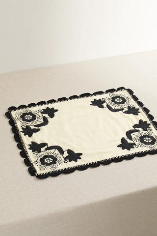 유럽직배송 SEA Manuela crochet-trimmed embroidered cotton placemat 1647597276190858