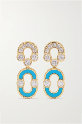 유럽직배송 빌티에 귀걸이 VILTIER Magnetic Solo 18-karat gold, turquoise and diamond earrings 1647597283655974