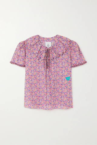 유럽직배송 호로르바쿠이 블라우스 HORROR VACUI Lotti tie-neck scalloped floral-print cotton-poplin blouse 1647597284240738