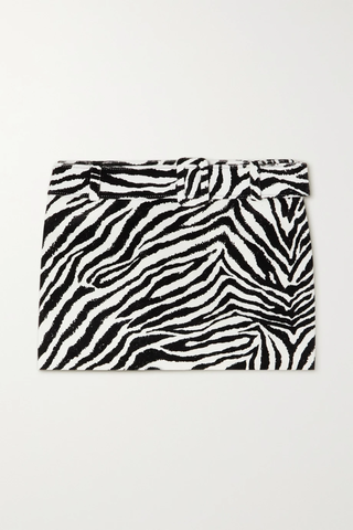 유럽직배송 알레산드라리치 미니스커트 ALESSANDRA RICH Belted zebra-print cotton-velvet mini skirt 1647597278312111