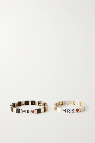 유럽직배송 록산느애슐린 팔찌 ROXANNE ASSOULIN Mr &amp; Mrs set of two enamel and gold-tone bracelets 46376663162563703