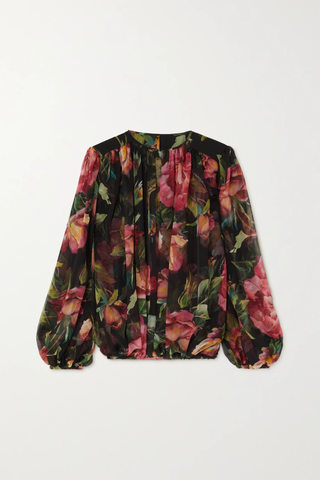 유럽직배송 돌체앤가바나 블라우스 DOLCE &amp; GABBANA Gathered floral-print silk-chiffon blouse 43769801095472101