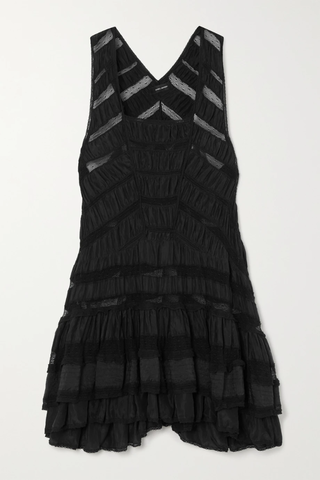 유럽직배송 이자벨마랑 미니원피스 ISABEL MARANT Cencia crocheted lace-trimmed ruched silk mini dress 43769801094921418