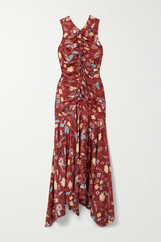 유럽직배송 울라존슨 원피스 ULLA JOHNSON Alma asymmetric ruched floral-print silk-twill dress 1647597284340923