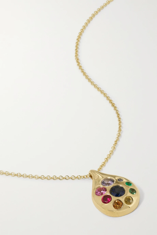 유럽직배송 브렌트 닐 목걸이 BRENT NEALE Petal medium 18-karat gold, sapphire and emerald necklace 1647597282891706