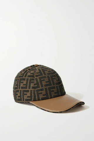유럽직배송 펜디 야구모자 FENDI Leather-trimmed canvas-jacquard baseball cap 1647597288785479