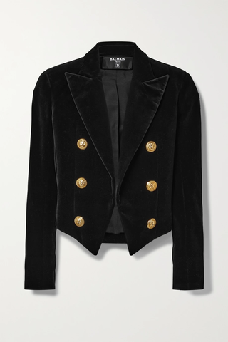 유럽직배송 발망 블레이저 BALMAIN Spencer cropped cotton-velvet blazer 38063312419791001