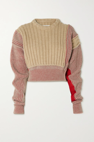 유럽직배송 메종마르지엘라 스웨터 MM6 MAISON MARGIELA Cropped paneled ribbed wool-blend sweater 1647597284242353
